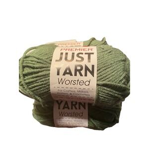 Premier Just Yarn Worsted Weight Acrylic Yarn Moss Green – Lot of 3 Skeins